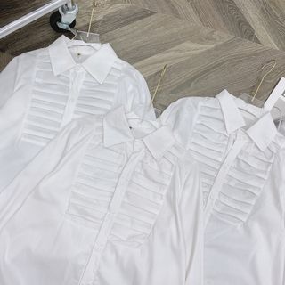 Chuyên sỉ áo sơ mi trắng xếp ly ngực Xưởng may YoYo chuyên sỉ thun thái