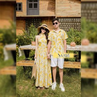 Set Đồ Bộ Gia Đình Tropical Vàng Sahulu