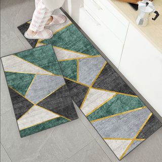 Bộ 2 Thảm Bếp 3D Lót Chân Chống Trượt - Set 2 Cái Đế Dày Hàng Cao Cấp: 40x60cm và 40x1m2