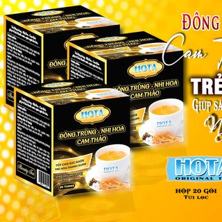 Trà HOTA chống lão hóa, đẹp da Đông trùng nhị hoa cam thảo
