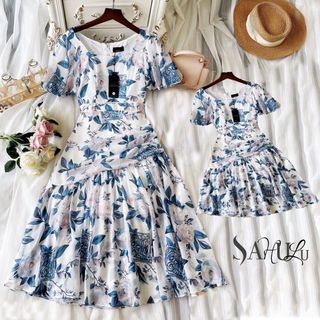 Đầm hoa xanh sang trọng nữ tính nhà SAHULU