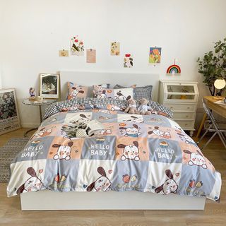 Bộ Ga Giường Full Set Cotton Korea Nhập Khẩu Đủ Kích Thước Trải Nệm 4 Món CÓ CHĂN CHẦN BÔNG