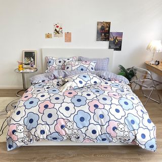Bộ Ga Giường Full Set Cotton Korea Nhập Khẩu Đủ Kích Thước Trải Nệm 4 Món CÓ CHĂN CHẦN BÔNG