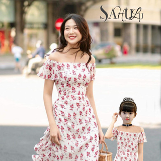 set đôi mẹ bé mẫu đầm hoa nhí nhẹ nhàng dịu dàng [sahulu]