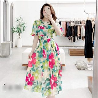 Set đầm đôi mẹ và bé họa tiết hoa nhẹ nhàng sang trọng