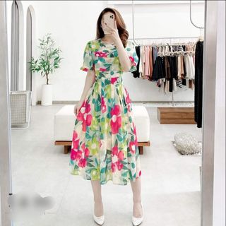Set đầm đôi mẹ và bé họa tiết hoa nhẹ nhàng sang trọng