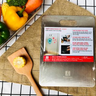 Thớt inox dày 2,04mm - 30x23cm - Made by Foodcom - Giá sỉ