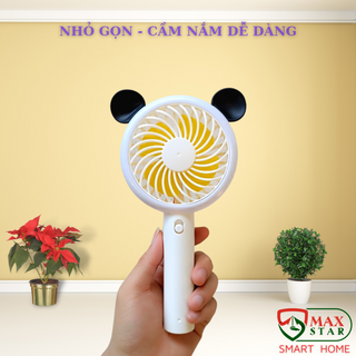 Quạt Cầm Tay Mini Có Đèn Livestream Tích Điện Siêu Mát