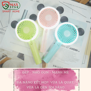 Quạt Cầm Tay Mini Có Đèn Livestream Tích Điện Siêu Mát