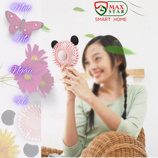 Quạt Cầm Tay Mini Có Đèn Livestream Tích Điện Siêu Mát