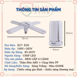 Bóng Đèn Led 4 Cánh Siêu Sáng Tỏa Rộng 360độ
