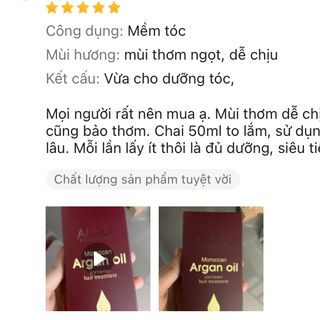 Dầu dưỡng tóc tinh dầu argan oil Algo giúp phục hồi tóc hư tổn & nuôi dưỡng tóc chắc khoẻ, không gây bết tóc 50ml