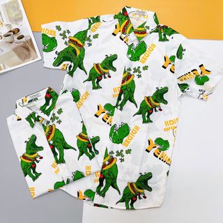 SƠ MI CẶP ĐÔI NAM NỮ FORM RỘNG IN HÌNH KHỦNG LONG