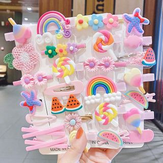 Set 14 Kẹp mái bấm hoạt hình công chúa mây cho bé