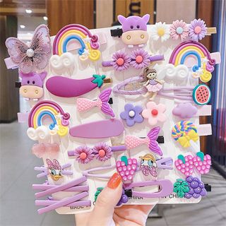Set 14 Kẹp mái bấm hoạt hình công chúa mây cho bé