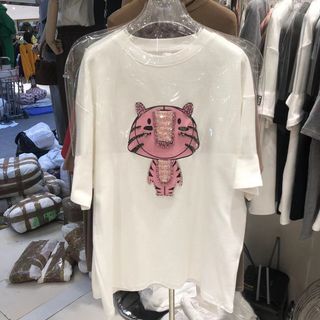 Áo thun from rộng , Áo Oversize cọp Hồng đính đá cườm cực Cool cho nam và nữ ( GIÁ TẬN XƯỞNG)