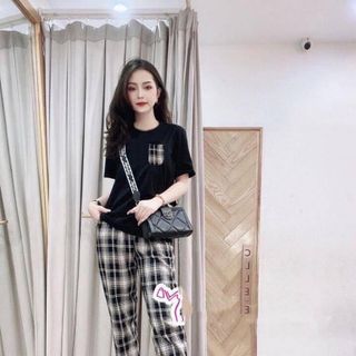 [3 size 45-62kg tùy chiều cao] Set bộ thun CARO ĐẮP TÚI thời trang chất thun mềm mịn co giãn 4 chiều
