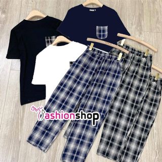 [3 size 45-62kg tùy chiều cao] Set bộ thun CARO ĐẮP TÚI thời trang chất thun mềm mịn co giãn 4 chiều