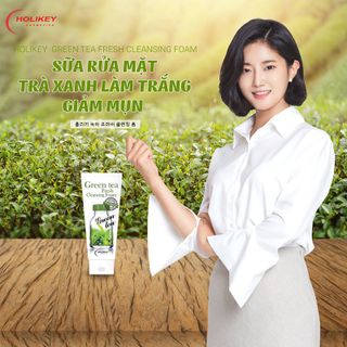 SỮA RỬA MẶT TRÀ XANH LÀM TRẮNG, GIẢM MỤN GREEN TEA FRESH CLEANSING FOAM 100ML - HOLIKEY