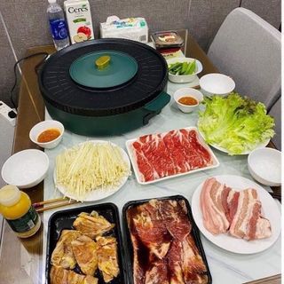 Bếp lẩu nướng 2in1 siêu tiện dụng cho gia đình,nồi lẩu nướng không khói đa năng 40cm
