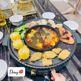 Bếp lẩu nướng 2in1 siêu tiện dụng cho gia đình,nồi lẩu nướng không khói đa năng 40cm
