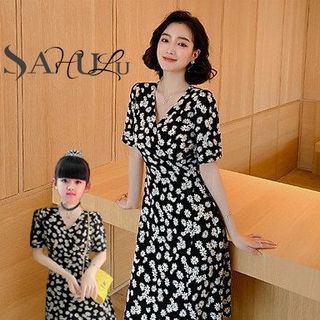 SET MẸ BÉ HOA NHÍ TAY PHỒNG CỔ V