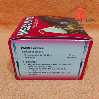 Thuốc gà đá - 1 hộp / 100 viên - Mega B12 - nuôi gà cao cấp của philippine , tăng bo , mau lên nước máu , sung gà
