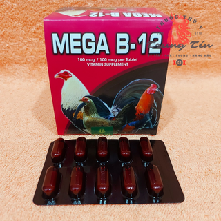 Thuốc gà đá - 1 hộp / 100 viên - Mega B12 - nuôi gà cao cấp của philippine , tăng bo , mau lên nước máu , sung gà