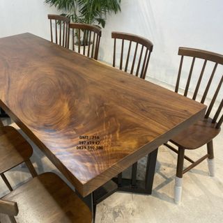 Bàn ăn gỗ me tây nguyên khối