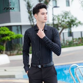 ÁO SƠ MI NAM CÔNG SƠ THIẾT KẾ KẺ DỌC CAO CẤP AD00009