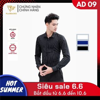 Áo sơ mi nam hàn quốc trẻ trung giá rẻ trơn cao cấp vải lụa chống nhăn chống xù thoát mồ hôi FLASHBACKS AD09