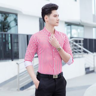 Áo sơ mi nam hàn quốc trẻ trung trơn cao cấp giá rẻ không nhăn không xù thấm hút mồ hôi FLASHBACKS AD08
