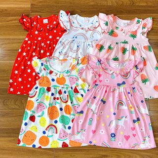 Đầm cánh tiên bé gái vải cotton xuất size 2-7