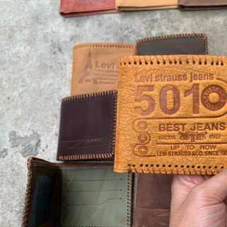Ví khâu viền da b,ò in đủ logo