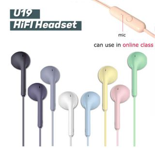 Tai nghe nhét tai U19 HiFi có dây dài 1.2m màu macaron với âm thanh siêu trầm đa năng cho Android & iOS - bảo hành 3T