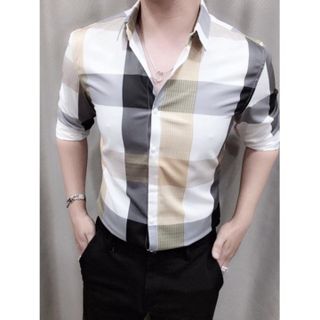(TRỢ GIÁ)Áo Sơ Mi Nam Kẻ Caro Cao Cấp - Vải Lụa Không Nhăn SM00001
