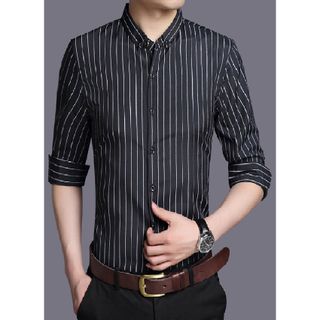 Áo sơ mi dài tay nam cao cấp kẻ sọc đen AD09