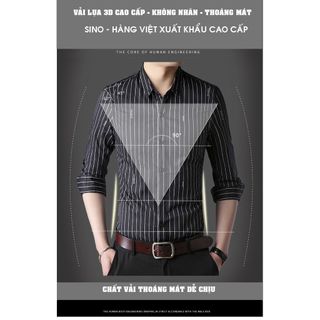 Áo sơ mi dài tay nam cao cấp kẻ sọc đen AD09