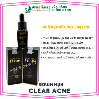 Tinh Chất Ngăn Ngừa Mụn Và Thâm CLEAR ACNE SERUM Quyên Lara - Đánh Bay Mụn, Làm Mờ Các Vết Thâm Do Mụn, Tái Tạo Trắng Da Căng Hồng Trắng Mịn, Se Khít Lỗ Chân Lông - HÀNG CHÍNH HÃNG