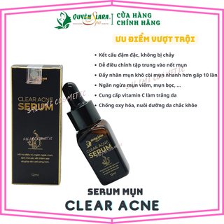Tinh Chất Ngăn Ngừa Mụn Và Thâm CLEAR ACNE SERUM Quyên Lara - Đánh Bay Mụn, Làm Mờ Các Vết Thâm Do Mụn, Tái Tạo Trắng Da Căng Hồng Trắng Mịn, Se Khít Lỗ Chân Lông - HÀNG CHÍNH HÃNG
