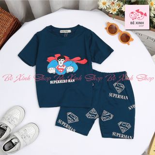 Siêu Nhân Bộ Cộc Tay Chất Thun Lạnh Cho Bé Trai Đồ Bộ Cộc Hè Tay Ngắn Mặc Nhà Cho Bé Trai Người Nhện Siêu Anh Hùng Cộc Tay Siêu Nhân
