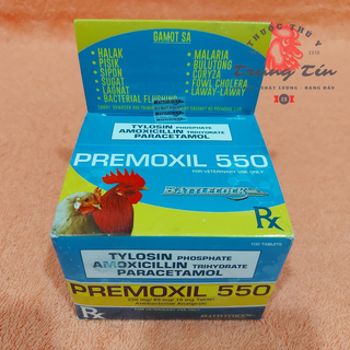 (1 vĩ / 10 viên) Premoxil 550 (thuốc gà đá điều trị tan , phổi , hô hấp ) thuoc ga philippines