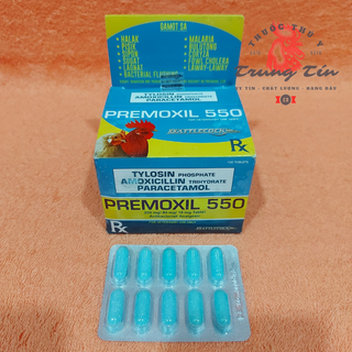 (1 vĩ / 10 viên) Premoxil 550 (thuốc gà đá điều trị tan , phổi , hô hấp ) thuoc ga philippines