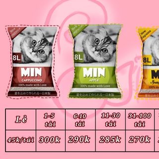 Cát vệ sinh cho mèo MIN 8L xuất sứ Nhật Bản!