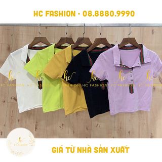 Áo nữ 2022, áo thun nữ cổ bẻ phối cúc, áo croptop kiểu ôm body có cổ đẹp hot hiện nay freesize 40-55kg HC FASHION