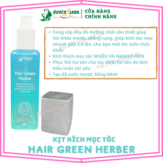 Xịt Kích Mọc Tóc Thảo Dược Hair Green Herber Quyên Lara - 120 ml - Phục Hồi Tóc Rụng, Dưỡng Tóc Suôn Mượt, Ngăn Ngừa Gãy Rụng, Làm Chắc Khoẻ Chân Tóc - HÀNG CHÍNH HÃNG