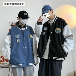 Áo bomber nỉ ngoại dày mịn may kỹ đẹp có dây kéo túi và 2 túi trong