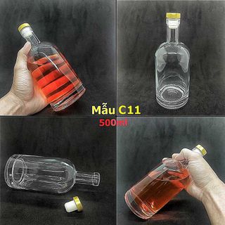 Vỏ Chai Đựng Rượu Thủy Tinh 500ML cao cấp mẫu vốt ka – Vỏ Chai Rượu Đẹp – Bình Đựng Rượu 500ML (C11)