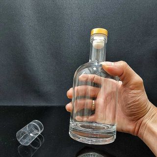 Chai thủy tinh đựng rượu 375ML cao cấp mẫu vốt ka – nắp cao su bọc thiếc, kèm màng co - Vỏ chai đựng rượu đẹp siêu trong (D3)