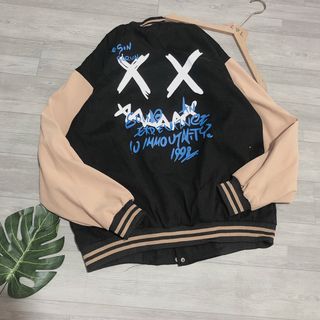 Áo khoác da lộn 2 lớp logo thêu hàng bán chạy form 70kg